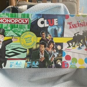 Hasbro Triple Play Pack: Monopoly, Clue, Twister